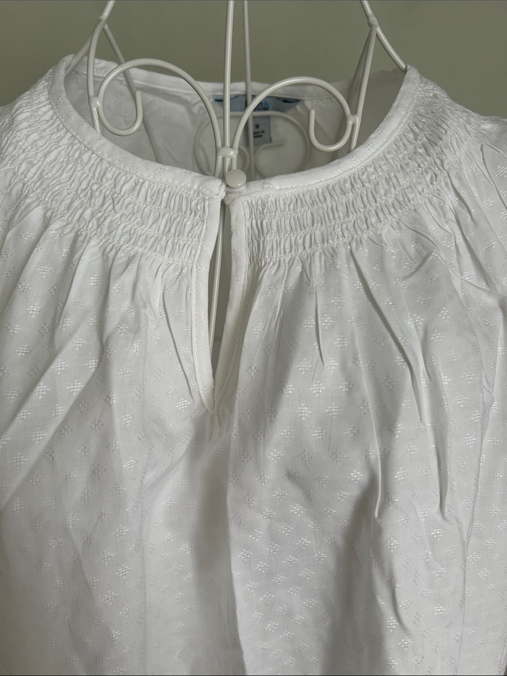 croft & barrow White Smocked Yoke Peasant Blouse - Picture 5 of 8